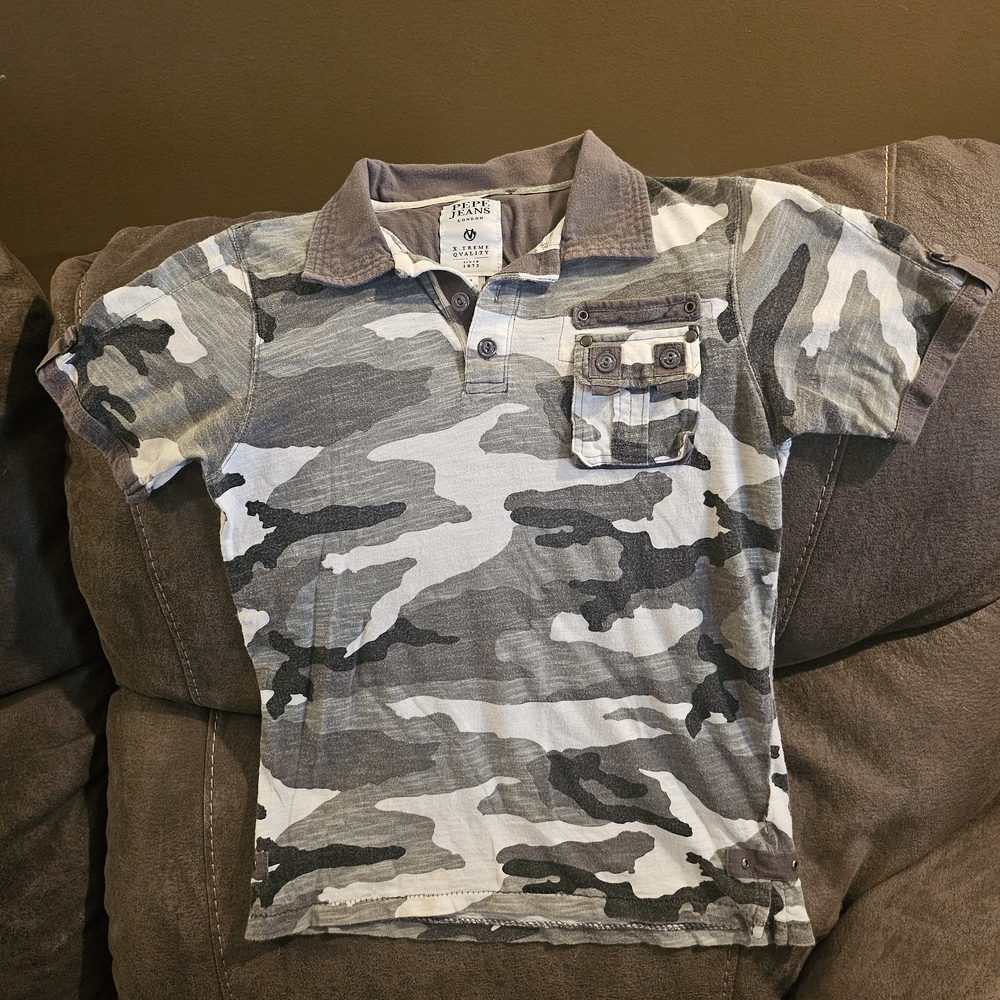 Pepe Jeans Gray Camouflage Kids Polo